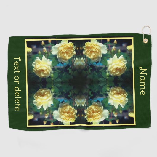 Yellow Rose Flower Pair Abstract gepersonaliseerd Golfhanddoek (Horizontaal)