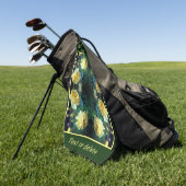 Yellow Rose Flower Pair Abstract gepersonaliseerd Golfhanddoek (Groen)