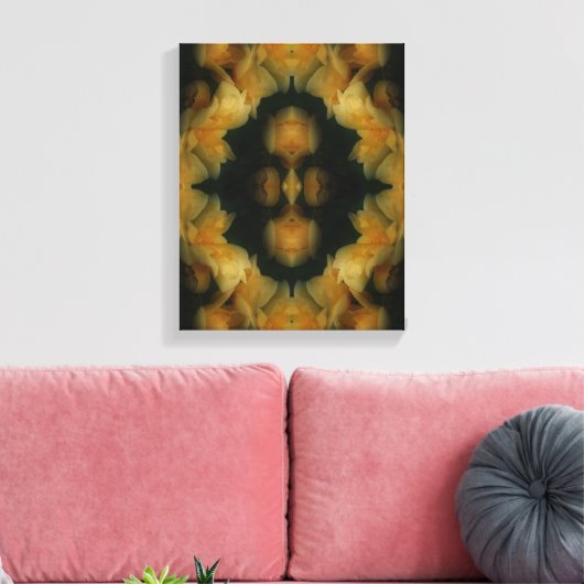 Yellow Rose Flowers Abstracte Natuur Canvas Afdruk (Insitu (Woonkamer))