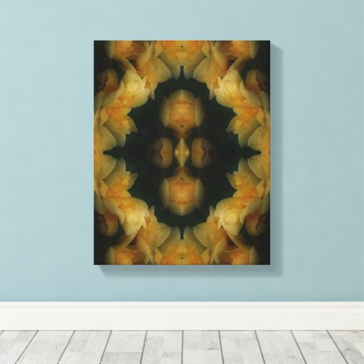 Yellow Rose Flowers Abstracte Natuur Canvas Afdruk (Insitu (Houten vloer))