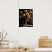 Yellow Rose Flowers Art Print Poster (Keuken)