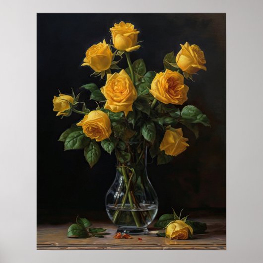 Yellow Rose Flowers Art Print Poster (Voorkant)