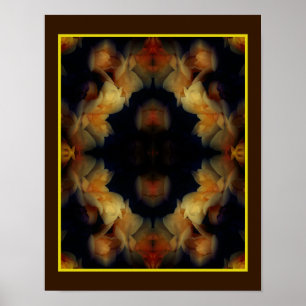Yellow Rose Flowers Mirror Abstracte Natuur Poster