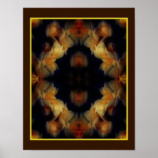 Yellow Rose Flowers Mirror Abstracte Natuur Poster (Voorkant)