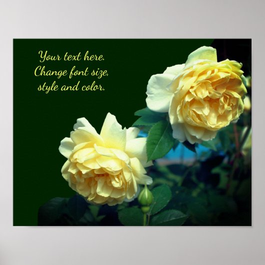 Yellow Rose Flowers Voeg Jouw tekst toe Poster (Voorkant)