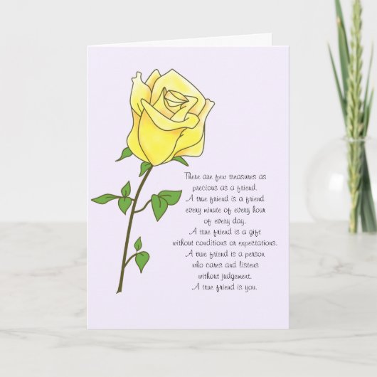 Yellow Rose Friend Birthday Card Kaart (Voorkant)