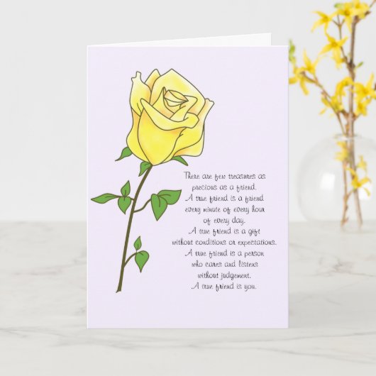 Yellow Rose Friend Birthday Card Kaart (Gele Bloem)