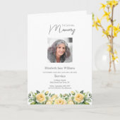 Yellow Rose Funeral Order of Service Foto Kaart (Gele Bloem)
