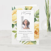 Yellow Rose Funeral Order of Service Foto Kaart (Voorkant)