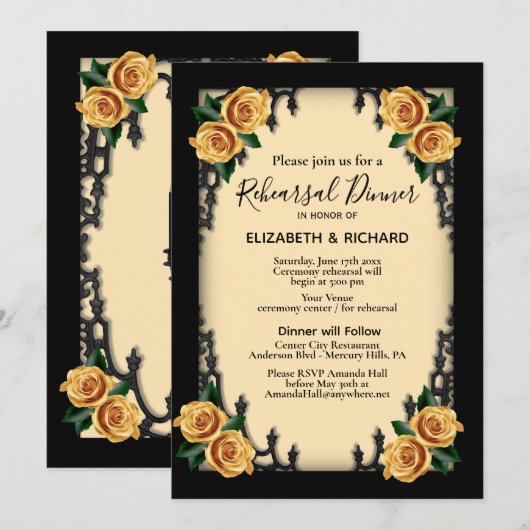 Yellow Rose Gothic repetitie diner geel Kaart (Voorkant / Achterkant)