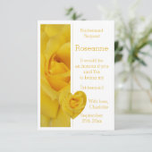 Yellow Rose Heart Design Bruidsmeisje Verzoek Kaart (Staand voorkant)