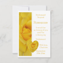 Yellow Rose Heart Design Bruidsmeisje Verzoek