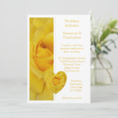 Yellow Rose Heart Design Huwelijksuitnodiging Kaart (Staand voorkant)