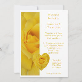 Yellow Rose Heart Design Huwelijksuitnodiging Kaart