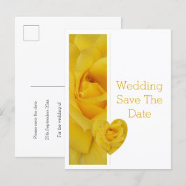 Yellow Rose Heart Design Wedding Bewaar de datum Aankondigingskaart