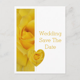 Yellow Rose Heart Design Wedding Bewaar de datum Aankondigingskaart