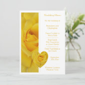 Yellow Rose Heart Design Wedding Menu (Staand voorkant)