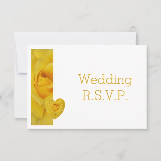 Yellow Rose Heart Design Wedding RSVP (Voorkant)