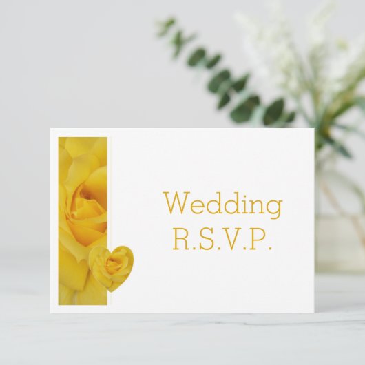 Yellow Rose Heart Design Wedding RSVP (Staand voorkant)