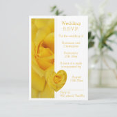 Yellow Rose Heart Design Wedding RSVP Kaartje (Staand voorkant)