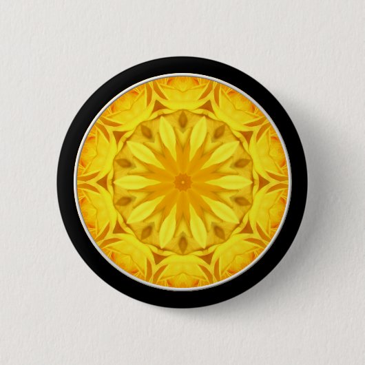 Yellow Rose Kaleidoscope (#1) Ronde Button 5,7 Cm (Voorkant)