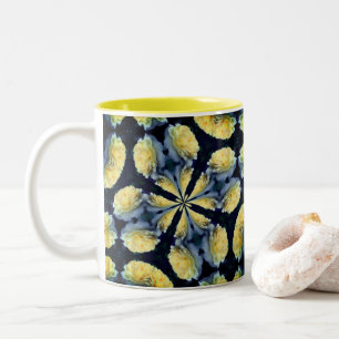 Yellow Rose Kaleidoscope Flower Art Tweekleurige Koffiemok