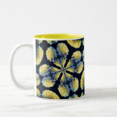 Yellow Rose Kaleidoscope Flower Art Tweekleurige Koffiemok (Links)