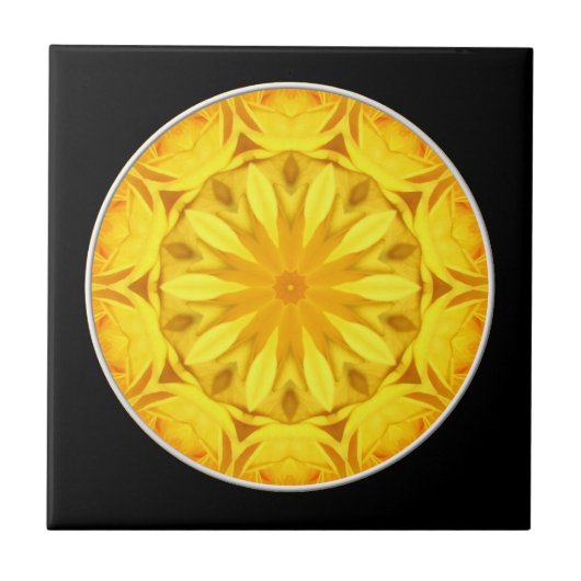 Yellow Rose Kaleidoscope Tegeltje (Voorkant)