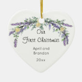 Yellow Rose Lavender Eucalyptus | Kerstmis Keramisch Ornament (Voorkant)