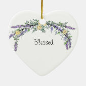 Yellow Rose Lavender Eucalyptus | Kerstmis Keramisch Ornament (Achterkant)