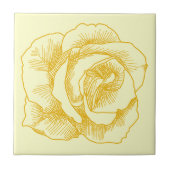 Yellow Rose Line Drawing Tegeltje (Voorkant)