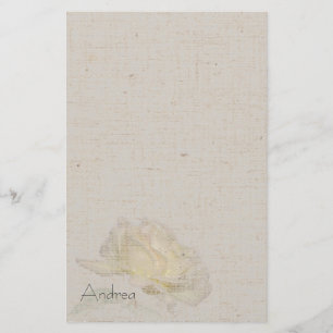 Yellow Rose Linen look Stationery Briefpapier
