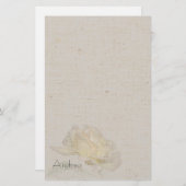 Yellow Rose Linen look Stationery Briefpapier (Voorkant / Achterkant)
