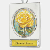 Yellow Rose Memorial  Verzilverd Banner Ornament (Links)