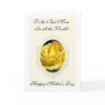 Yellow Rose Moederdag Kaart