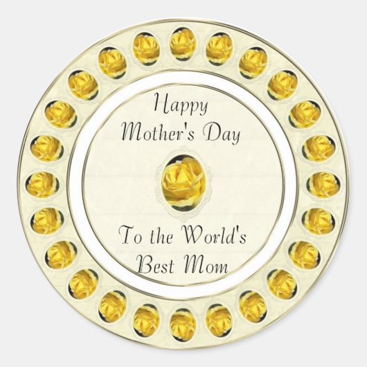 Yellow Rose Moederdag Sticker (Voorkant)