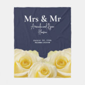 Yellow Rose Mrs. en de heer Bridal Couple Wedding  Fleece Deken (Voorkant)