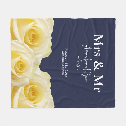 Yellow Rose Mrs. en de heer Bridal Couple Wedding  Fleece Deken (Voorkant (Horizontaal))