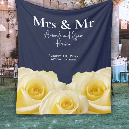 Yellow Rose Mrs. en de heer Bridal Couple Wedding  Fleece Deken