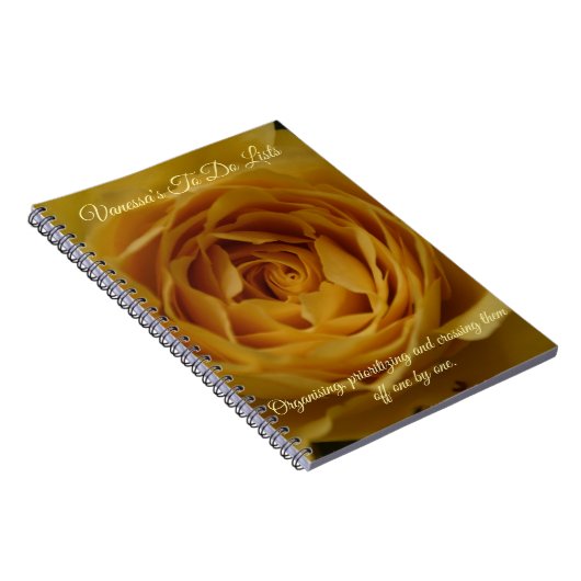 Yellow Rose Naam + Bericht Notitieboek (Rechterzijde)