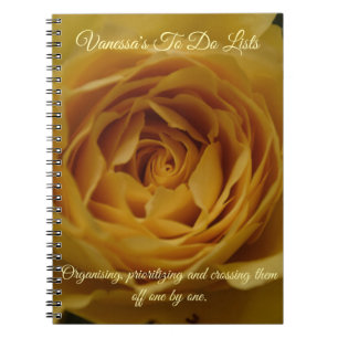 Yellow Rose Naam + Bericht Notitieboek