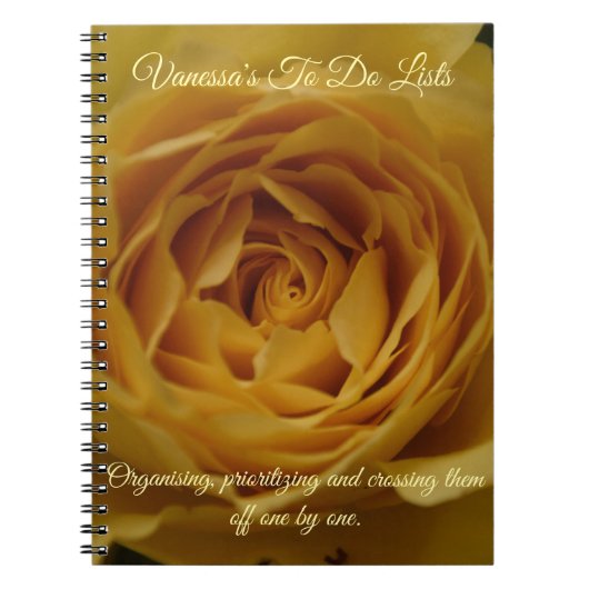 Yellow Rose  Naam + Bericht Notitieboek (Voorkant)