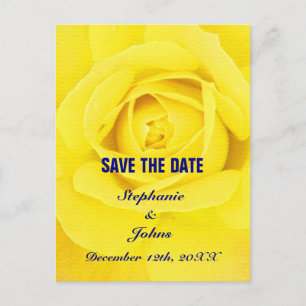 Yellow Rose Navy Blue Schattige Unique Save the Da Briefkaart
