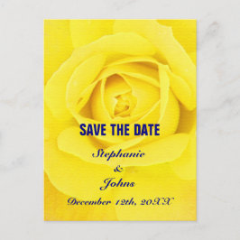 Yellow Rose Navy Blue Schattige Unique Save the Da Briefkaart
