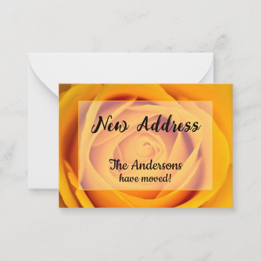 Yellow Rose Nieuwe Adresaankondiging Notitiekaartje (Voorkant)