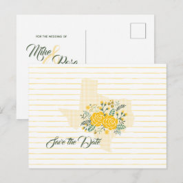 Yellow Rose of Texas - Gingham State Save the Date Briefkaart