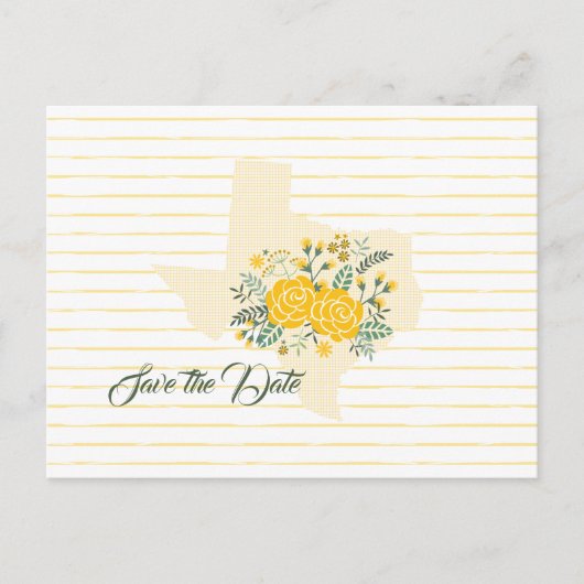 Yellow Rose of Texas - Gingham State Save the Date Briefkaart (Voorkant)