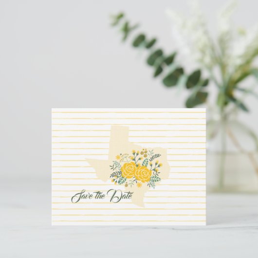 Yellow Rose of Texas - Gingham State Save the Date Briefkaart (Staand voorkant)