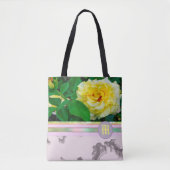 Yellow Rose Paars Marble Monogram CANVAS TAS (Voorkant)