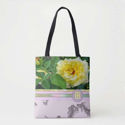 Yellow Rose Paars Marble Monogram CANVAS TAS (Voorkant)
